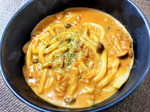 バターチキンカレーの残りで☆クリーミーカレーうどん